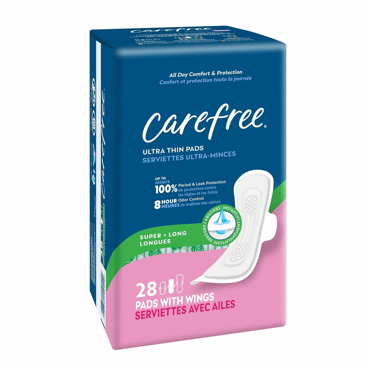 Carefree Ultra Delgado Super/Largo con Alas 28ct (paquete de 3)