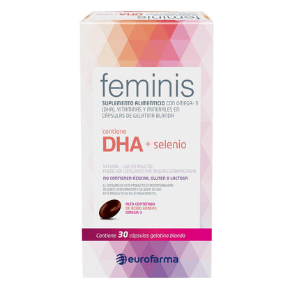Feminis Suplemento Alimenticio para Adultos, 30 Cápsulas | Omega 3 (DHA), Vitaminas y Minerales