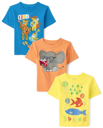 The Children's Place Camisetas Gráficas Manga Corta para Niño - Educativo - 3T