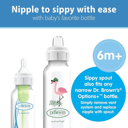 Dr. Brown’s Sippy Spout Baby Bottle, 8 ounce, Flamingo