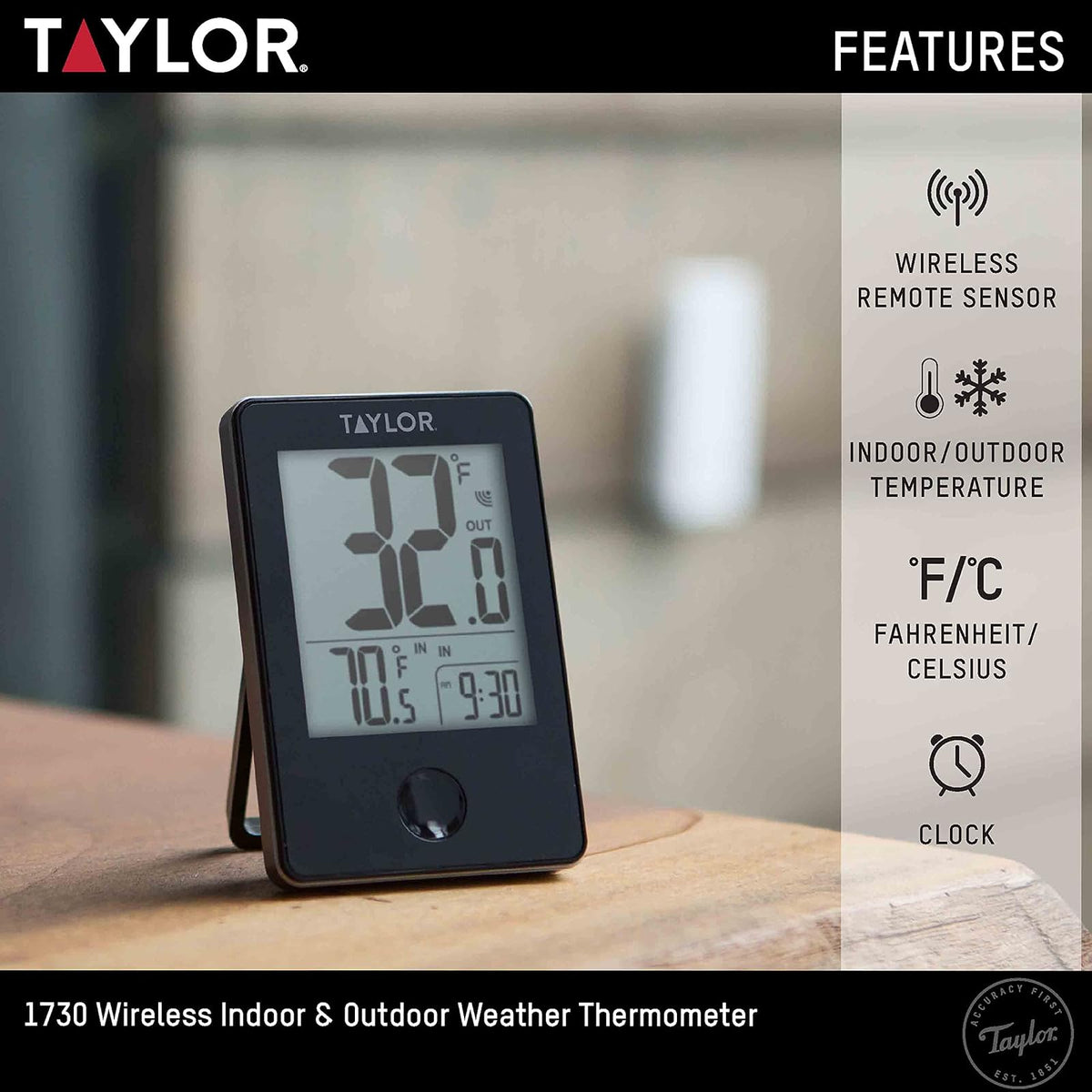 Taylor Precision Products Termómetro digital inalámbrico para interiores y exteriores