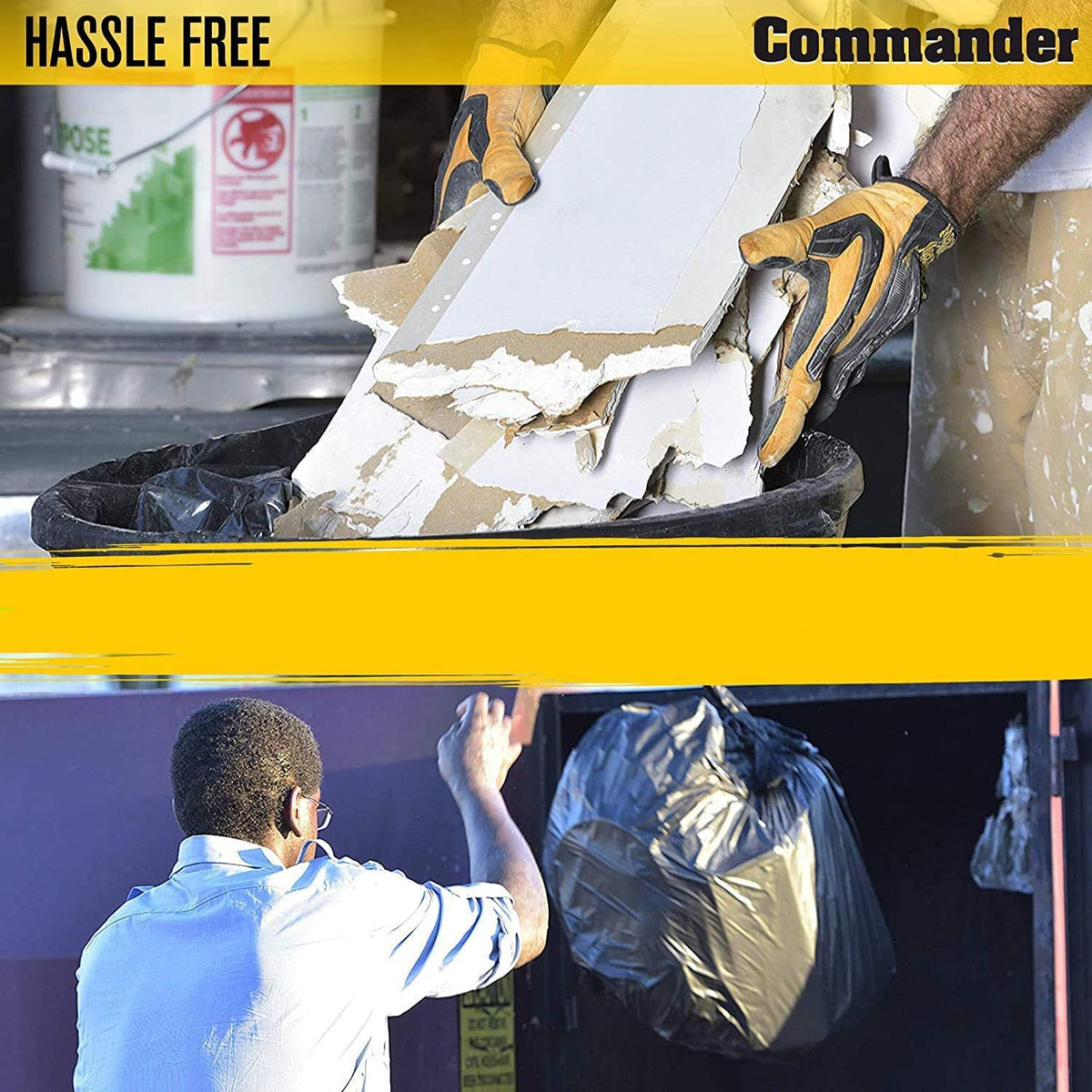 Commander - Bolsas de basura resistentes de 42 galones, 2.5 mm, negro, 32 x 46 pulgadas, paquete de 20 unidades, para contratistas, industriales, institucionales y comerciales