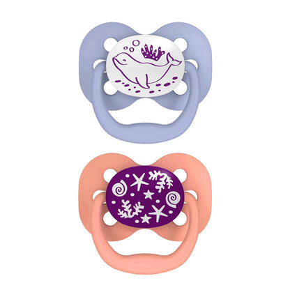 Dr. Brown's Advantage Glow-in-The-Dark 2 Piece Stage 1 Pacifiers, Pink, 0-6 Months