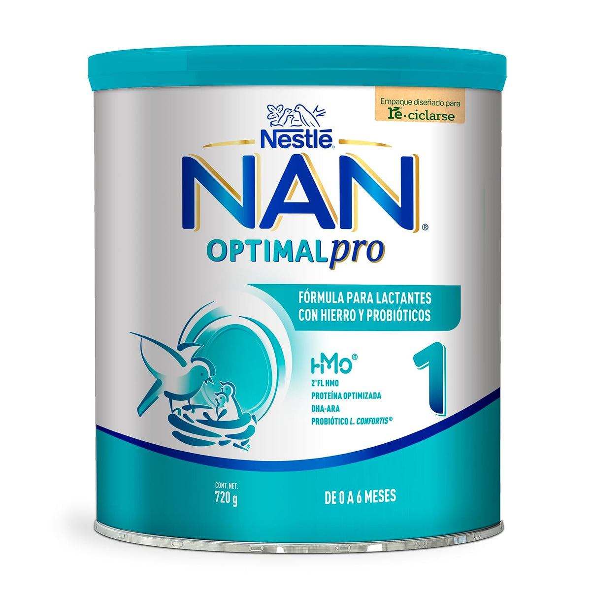NAN 1 Optimal Pro Fórmula Para Lactantes a Base de Leche Etapa 1 Lata 720 g