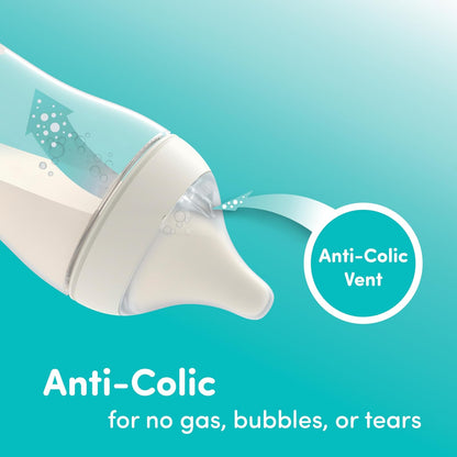 NUK Perfect Match - Botella natural + anticólicos, 5 onzas, paquete de 4