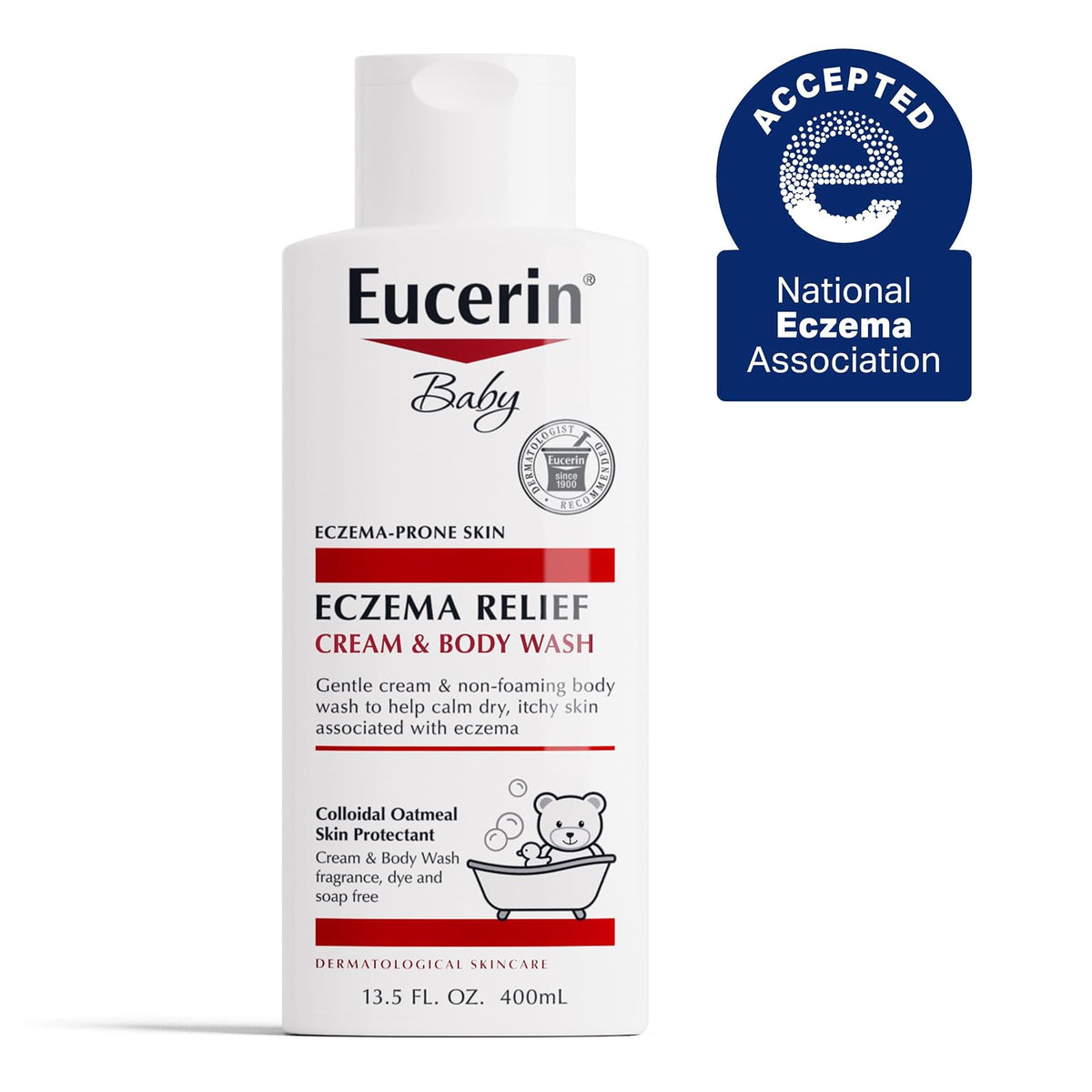 Eucerin Baby Eczema Relief Cream & Body Wash, Eczema Body Wash para bebés, botella de 13.5 onzas líquidas