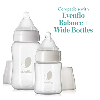Evenflo Feeding Balance + cuello ancho sin BPA silicona flujo medio biberón de bebé pezón – 3 meses + 6 ct