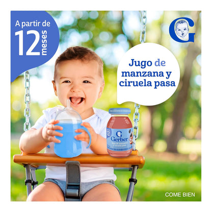 Gerber Jugo Etapa 2 Manzana Ciruela Paquete de 12 Piezas de 175 ml c/u