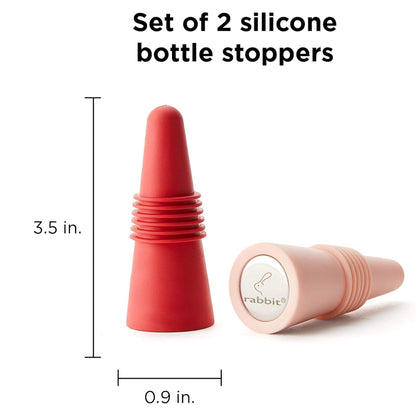 Tapones para botellas de vino y bebidas de conejo con tapa de agarre (rosa, juego de 2)