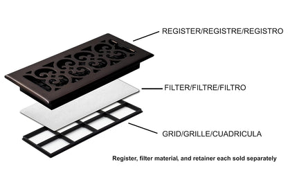 Decor Grates FRP212 - Retenedor de filtro de aire para rejillas de decoración, 2 x 12 pulgadas, paquete de 4, color negro