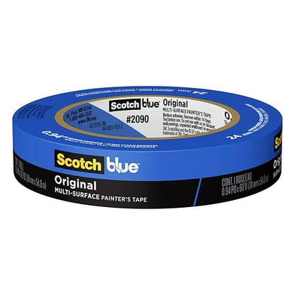 ScotchBlue - Cinta de pintores de superficies múltiples, 1 pulgada de ancho (0.95 pulgadas) 24 rollos, cinta de pintura azul que protege las superficies y se quita fácilmente, cinta adhesiva para uso