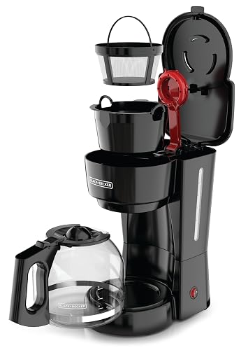 Black+Decker Cafetera 12 Tazas con Sistema de Goteo Vortex, CM0916B | Filtro permanente con función mantener caliente y dispositivo de interrupción de colado