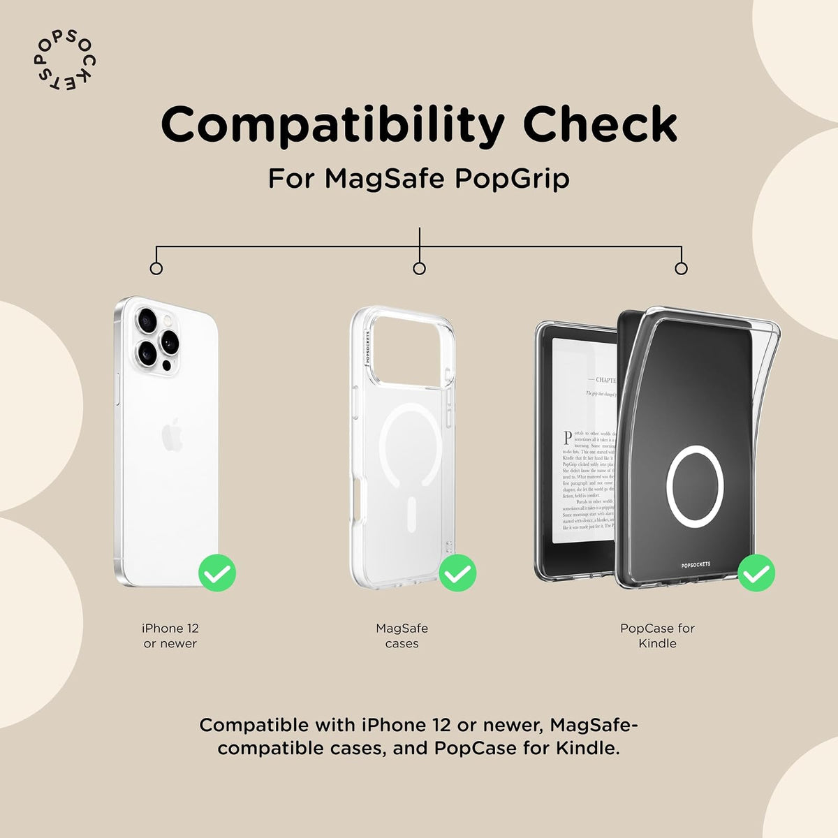PopSockets - Empuñadura para teléfono MagSafe con Soporte, Soporte magnético, Parte Superior Intercambiable, sujeción Segura para iPhone MagSafe, Agarre para teléfono y Tablet, Lindos PopSockets