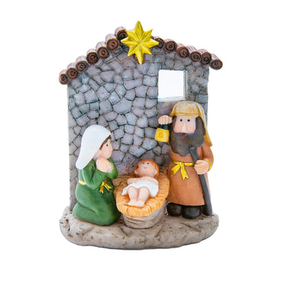 Running Nacimiento Navideño Infantil | Misterio con Portal y Piedras | Decoración de Navidad | Hecho de Poliresina | Tamaño 17 cm