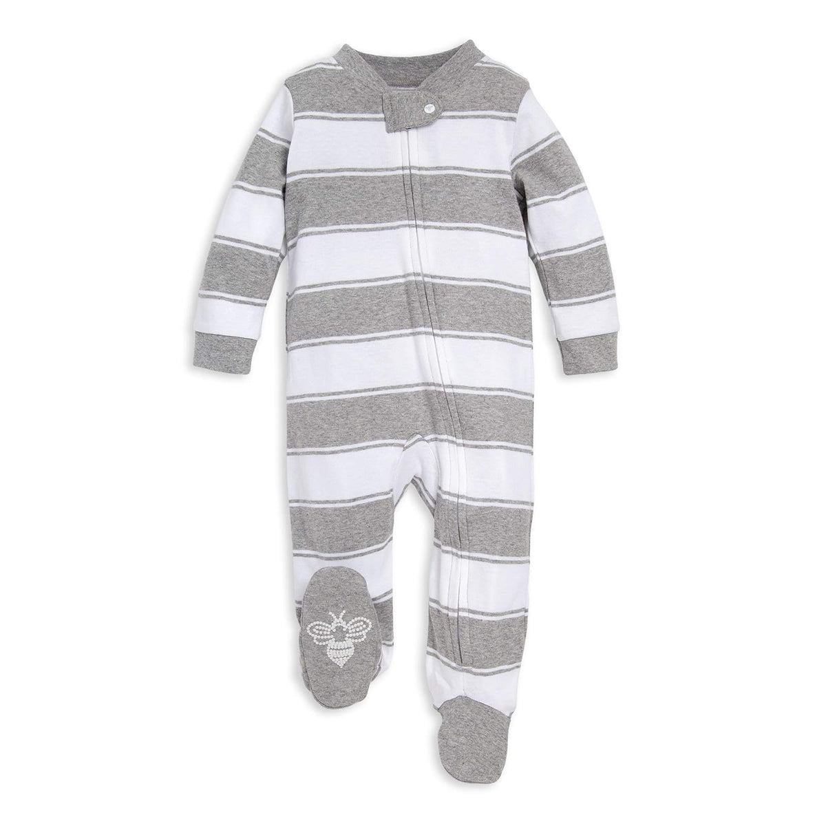 Burt's Bees Baby Pijamas de Algodón Orgánico para Bebé - 6 mesi - Rayas gris jaspeado.