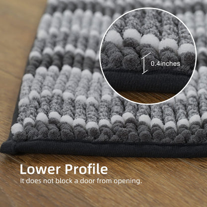 KASENTEX - Alfombras de baño Suaves de Lujo de 24 x 36 Pulgadas, alfombras de baño de felpilla lanuda absorbentes, duraderas, Antideslizantes, lavadas a máquina, para baño, Tina y Ducha, Color Gris