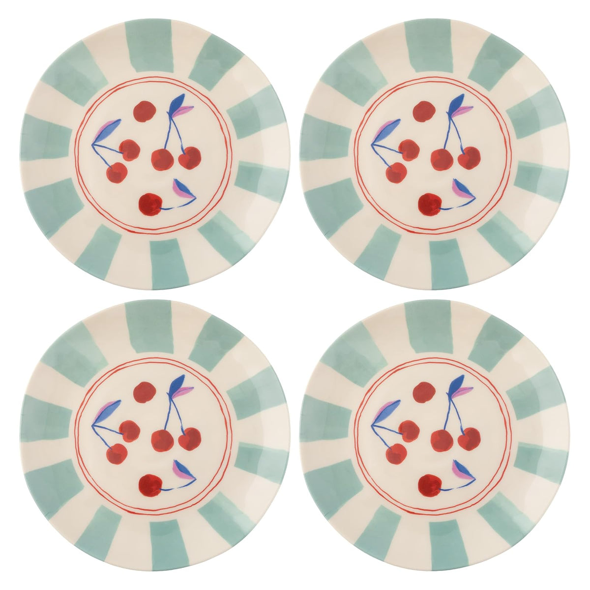 Karma Juego de 4 Platos de Melamina, 22.2 cm - Salad Plates - Cherries