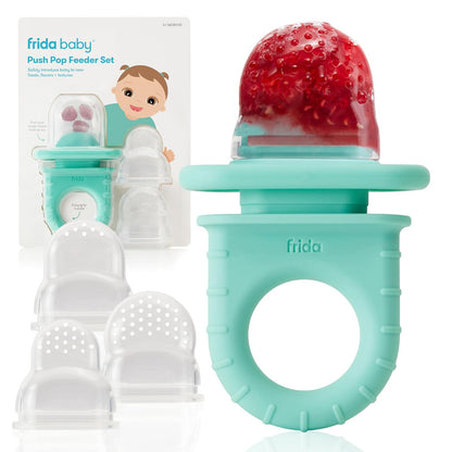 Frida Baby Push Pop Alimentador de Silicona para Frutas, 3 Piezas - Punta de 3 quilates - Verde azulado vibrante