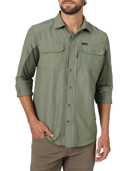 ATG by Wrangler Playera de Manga Larga para Hombre - Oliva polvorienta - G