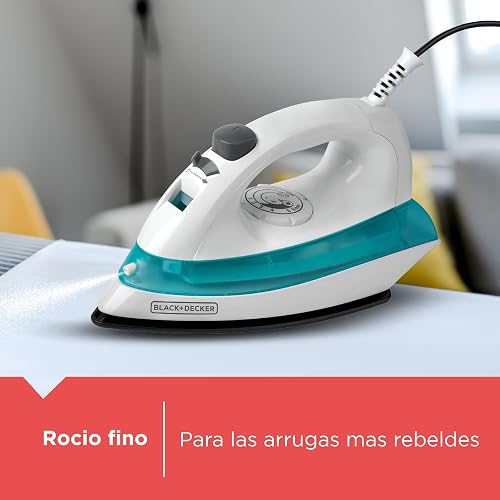 Black+Decker Plancha de Vapor 1100W con Suela Antiadherente, IRBD100 | Golpe de vapor y rocío fino para arrugas díficiles