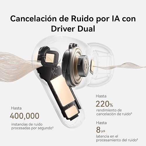 HUAWEI FreeBuds Pro 5 Audífonos inalámbricos, Arena | Cancelación de Ruido IA de Doble Motor para Negocios y Oficina, Ajuste Seguro Sonido Inmersivo, Llamadas Estables