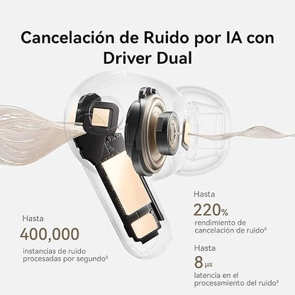 HUAWEI FreeBuds Pro 5 Audífonos inalámbricos, Arena | Cancelación de Ruido IA de Doble Motor para Negocios y Oficina, Ajuste Seguro Sonido Inmersivo, Llamadas Estables