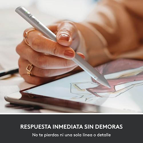 Logitech Crayon Lápiz Digital para iPad (Compatibilidad Solo con Puerto USB C) con tecnología Apple Pencil, precisión de Pixel y Punta Inteligente Dynamic con Carga rápida USB C - Gris