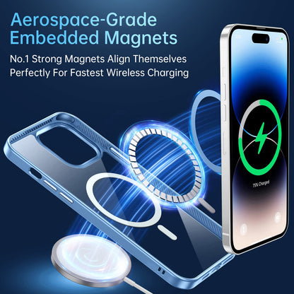 JUESHITUO Magnetic Slim Clear Case para iPhone 14 Pro [no Amarillento] [Protección de Grado Militar] [No.1 imanes Fuertes] Compatible con iPhone 14 Pro Caso Protectora 2022, Sierra Blue