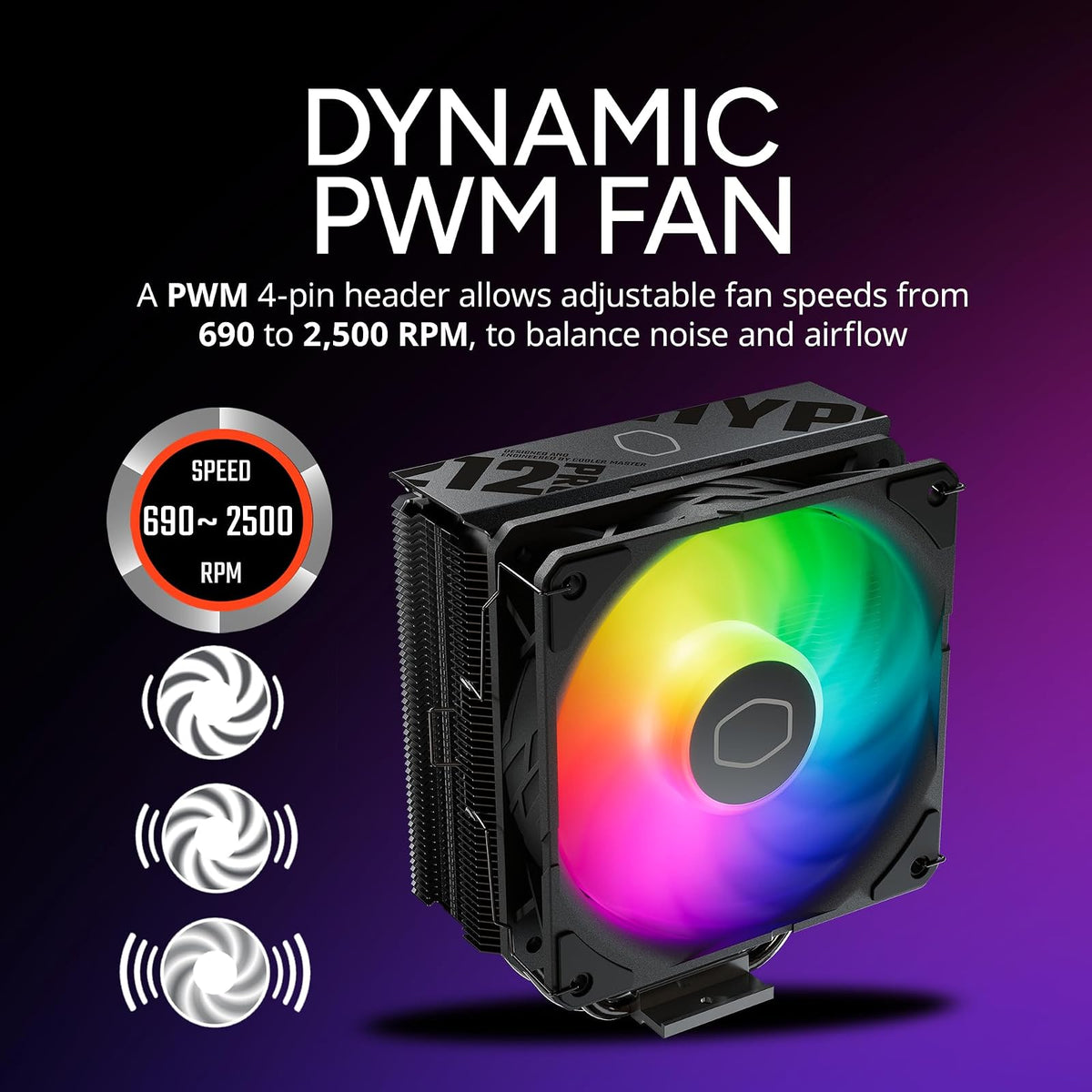 Cooler Master RR-212S-20PC-R1 CPU Air Cooler, 4 Tubos de Contacto Directo de Calor, RGB Ventilador, 120 mm