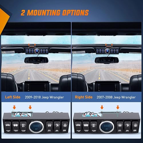 Nilight Panel de Interruptor 6 Vías 12V CC con Relé y Control de Circuito para Jeep Wrangler JK JKU 2007-2018
