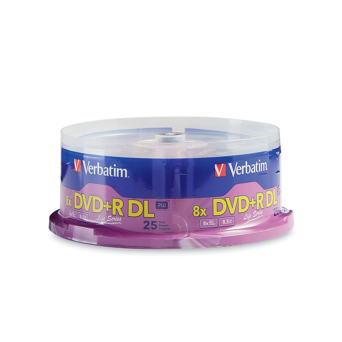Verbatim DVD+R DL 8,5 GB 8X, LifeSeries, Paquete de 25 Unidades con Eje.