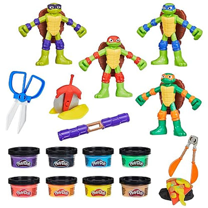 Play-Doh Hasbro Tortugas Ninjas Creaciones Cowabunga - Kit de Manualidades con 4 Figuras de Acción, 4 Accesorios y 8 Latas niños y niñas a Partir de 4 años
