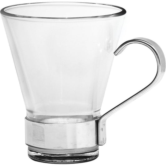 Bormioli Rocco llave en café exprés taza con acero inoxidable e Handl, Juego de 4, en caja de regalo