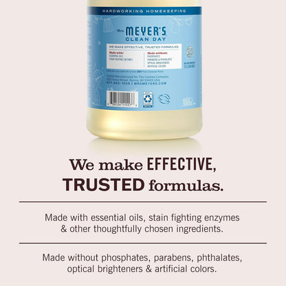 Mrs. Meyer’s Detergente Líquido para Ropa Rain Water 1.8 L, Fórmula de origen vegetal, Aroma refrescante y ligero, Rinde hasta 128 cargas, Sin parabenos ni crueldad animal.