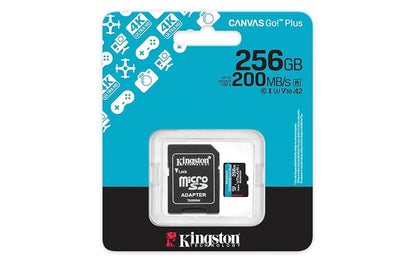 Kingston Tarjeta De Memoria MicroSD, Canvas Go Plus Gen4, Capacidad: 256GB, 4K, Clase 10, UHS-I, U3, V30, A2 Lectura: 200MB/s y Escritura: 160MB/s, SKU: SDCG4/256GB