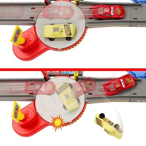 Mattel Disney Pixar Cars Pista de Acrobacias Copa Pistón, Circuito Interactivo, Lanzador y Salto épico, recrea la Escena Inicial, para niños Desde 4 años en adelante