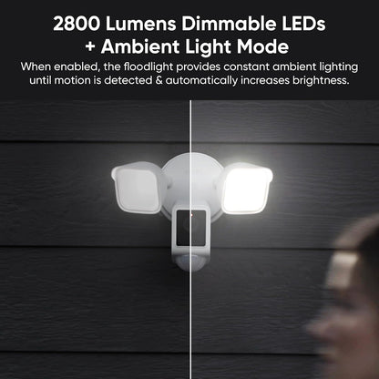 WYZE - Cámara de Reflector v2, LED de 2800 lúmenes, cámara de Seguridad HD de 2K para Exteriores, Vista Ancha de 160°, luz activada por Movimiento, Sirena de 105 dB, visión Nocturna de Color,