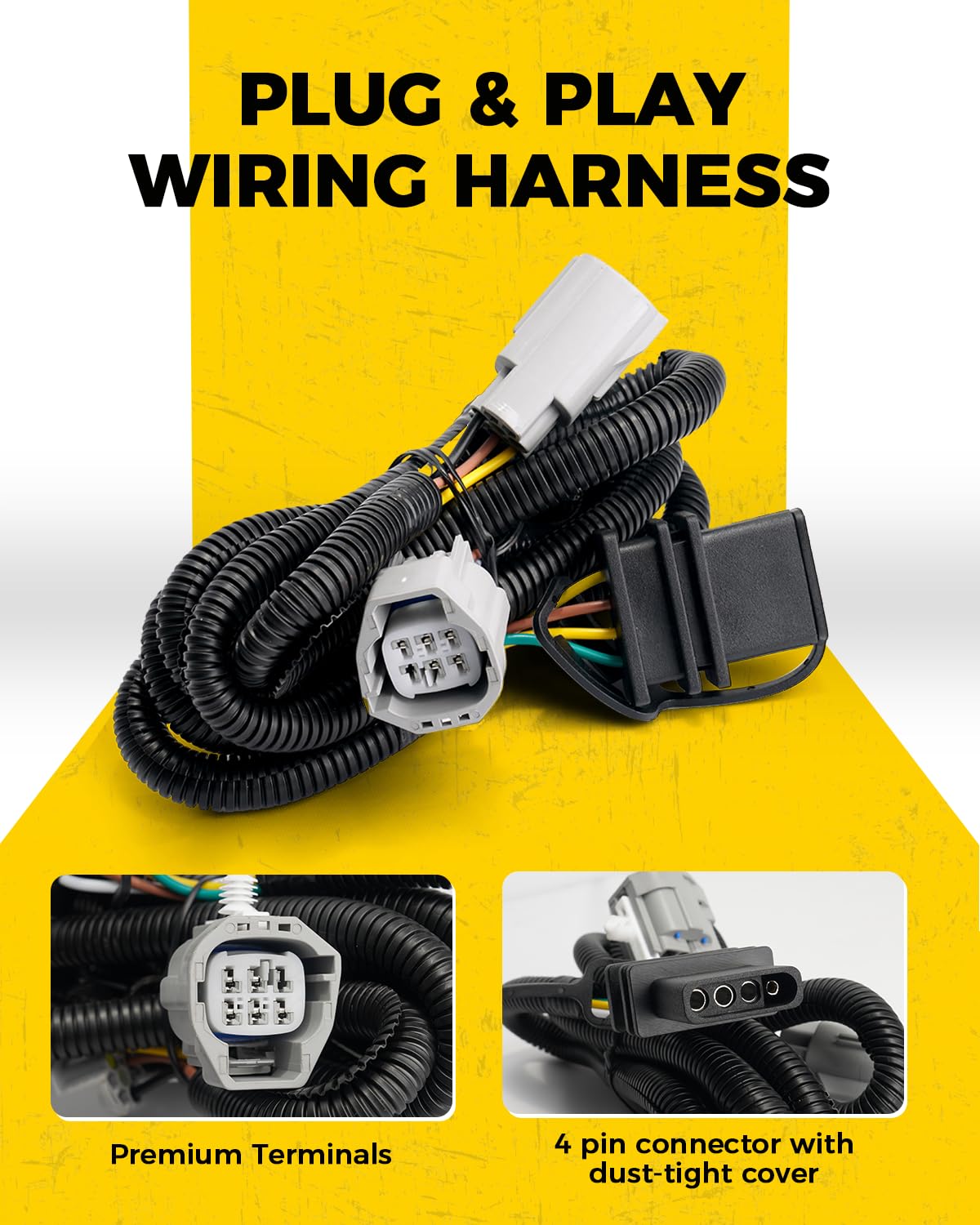 Xprite - Kit de Receptor de Enganche para Remolque de Parachoques Trasero de 2 Pulgadas con arnés de cableado Compatible con Jeep Wrangler JK JKU 2007-2018 con Tapa, Combo de Remolque de Parachoques