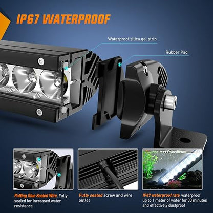 Nilight 104,1 cm Fila Única de 200 W Foco LED Luz de Trabajo Flood Combo Light Bar Fog Light Driving Lamp Off Road Luces LED - 2 Estilo Soportes de Montaje, Garantía de 2 Años
