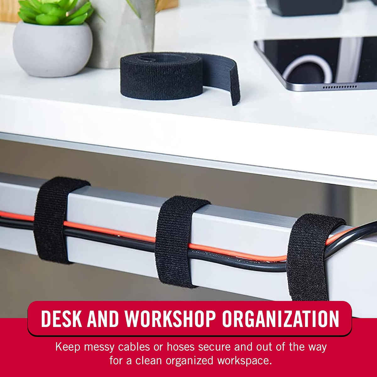 VELCRO Brand - Rollo de cinta de velcro de doble cara, autoadherente, multiusos, con gancho y bucle, Blanco, 45ft x 1 1/2in