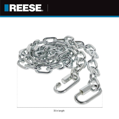 Reese Towpower Cadena de Seguridad de 72 Pulgadas, Capacidad 5000 Libras, Plateado Metálico