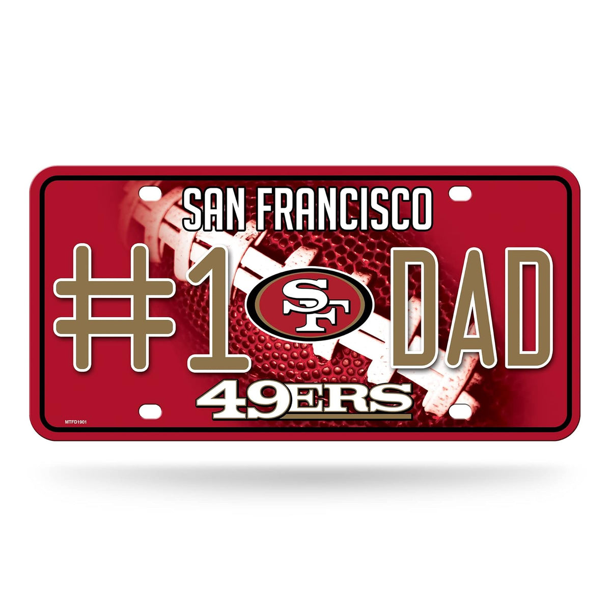 Rico Industries NFL San Francisco 49ers #1 DAD Metal Tag (#1 Fan) #1 Fan Metal Auto Tag 8.5 x 11 pulgadas, ideal para camiones/automóviles/SUV