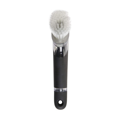 OXO SteeL Soap Dispensing Dish Brush | OXO - cepillo para polvo dispensador de jabón de acero, cepillo para polvo para platos con mango para sartenes, fregadero