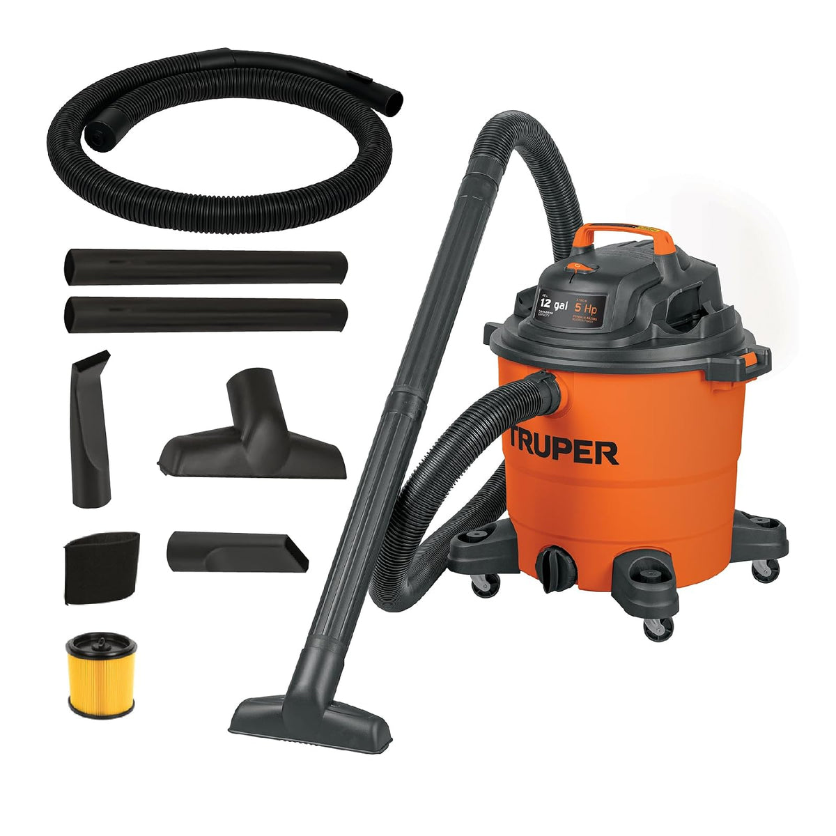 Truper - ASP-12 Aspiradora de sólidos y líquidos de 12 GAL, plástica
