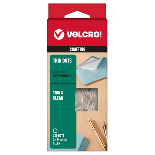 Puntos transparentes finos con calcomanía de la marca VELCRO | 200 unidades | círculos de 3/4 pulgadas | Para elaborar proyectos escolares, organización del hogar y la oficina | Diseño de perfil bajo
