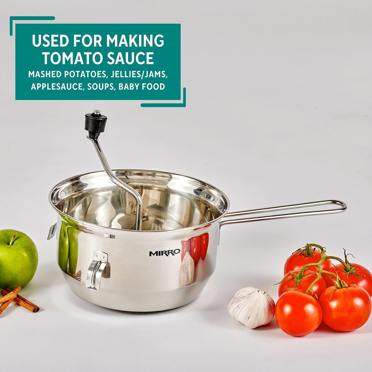 Mirro 50025 Foley - Molinillo de alimentos saludables de acero inoxidable, 3.5 cuartos de galón, color plateado