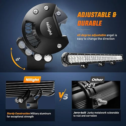 Nilight - Barra de luz de ledes 60009C-A, 78.7 cm,198 W, Combo de Foco de inundación, Off Road, Luces antiniebla, de manejo, para SUV, Barco, 4x4, Jeep.