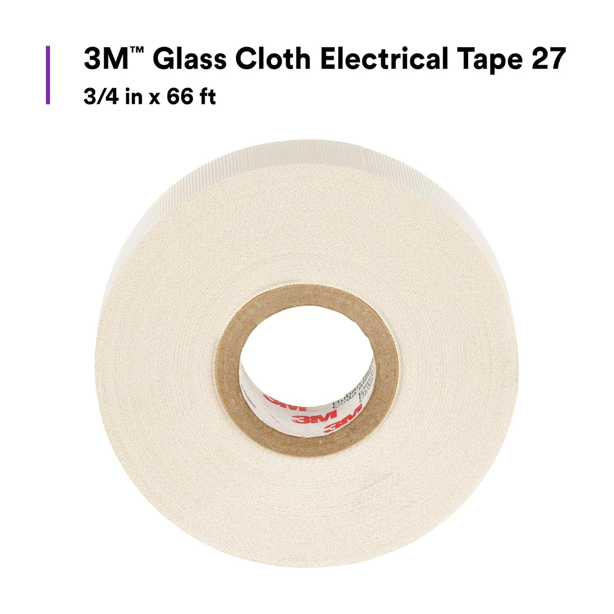 3M Cinta de Fibra de Vidrio 19mm x 20m | Adhesivo no corrosivo, sensible a la presión, alta temperatura, protección contra la corrosión, tejido de 7 mil