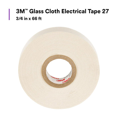 3M Cinta de Fibra de Vidrio 19mm x 20m | Adhesivo no corrosivo, sensible a la presión, alta temperatura, protección contra la corrosión, tejido de 7 mil