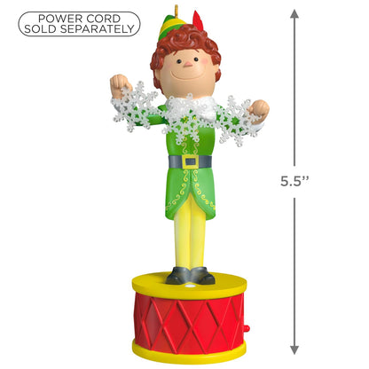 Hallmark - Adorno de Navidad 2025, colección de Elfos, Amigo del Elfo, con luz y Sonido, Regalos de película de Navidad
